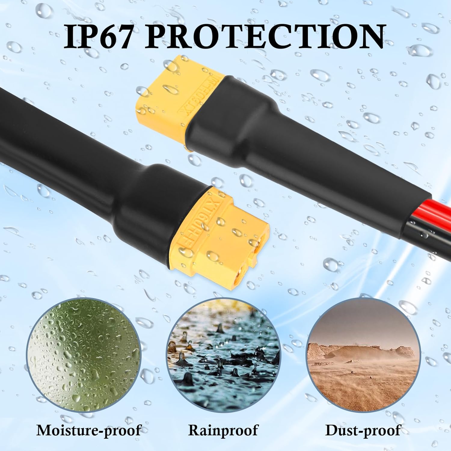 MOOKEERF XT60 Extension Cable 10AWG 100FT XT60 to XT60 Cable with Male to Female Connector for Portable Power Station Solar Panel RC Battery