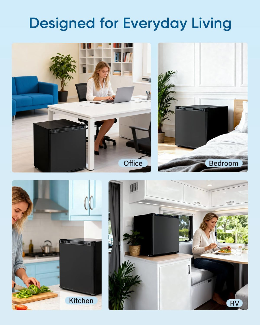 Feelfunn 1.1 Cu.ft Mini Freezer - Compact Upright Freezer with 7 Adjustable Thermostat, Removable Shelf, Reversible Single Door, 360°Uniform Cooling Small freezer for Home Office Apartment Dorm, Black