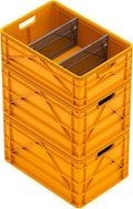 SIDIO Crate Basic Pack - 2 Full-Size & 1 Half-Size Heavy Duty Stackable Storage Bins, Totes and Containers with Dividers - Durable Plastic Organizer for Home, Office, Garage, and Outdoor Use (Sol)