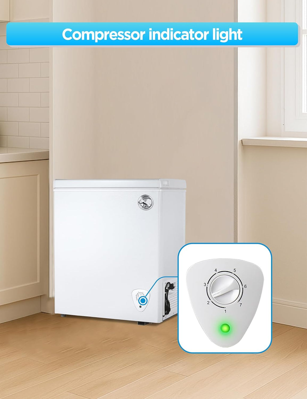 Commercial Cool 2.8 Cu. Ft. Compact Chest Freezer, Textured Finish, Deep Freezer for Frozen Food Storage, Removable Storage Basket, Mechanical Temperature Control, R600a Refrigerant, CCFW28, White