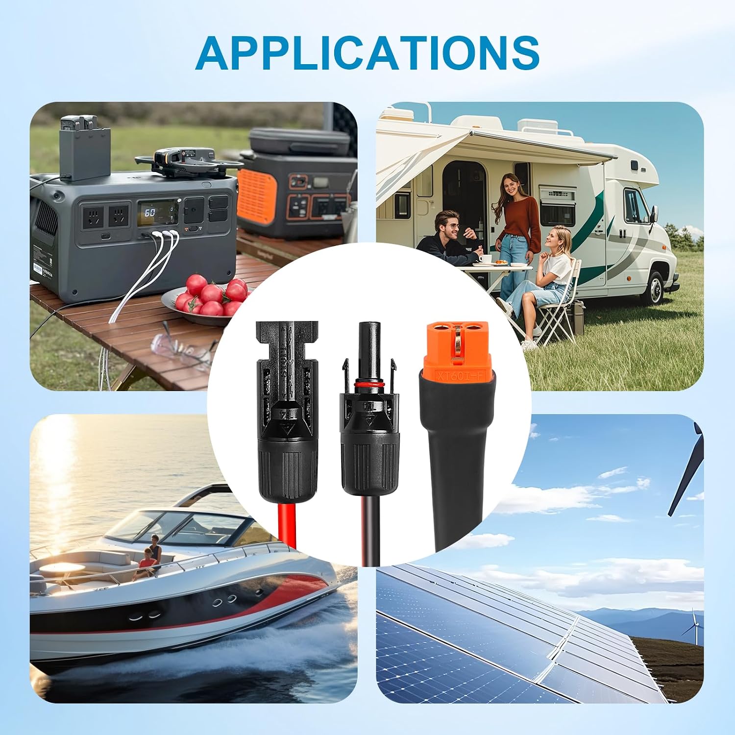 10AWG 75FT Solar to XT60i Extension Cable 3 6 10 35 50 75 100FT Heavy Duty Adapter Cable Connector XT60i Wire for Portable Power Station, Solar Panel, RV, Battery