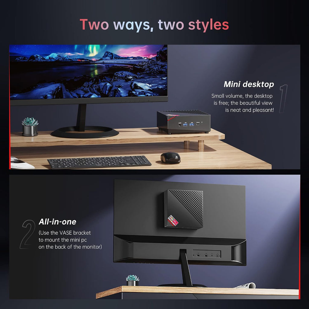 ACEMAGIC Mini Gaming PC AMD Ryzen™ 7 5700U 16GB DDR4 RAM, 512GB SSD Wind 11 Pro 8 Cores/16 Threads Mini Computers (up to 4.4Ghz) 4K Triple Display Mini Desktop Bluetooth/WiFi 6/Office