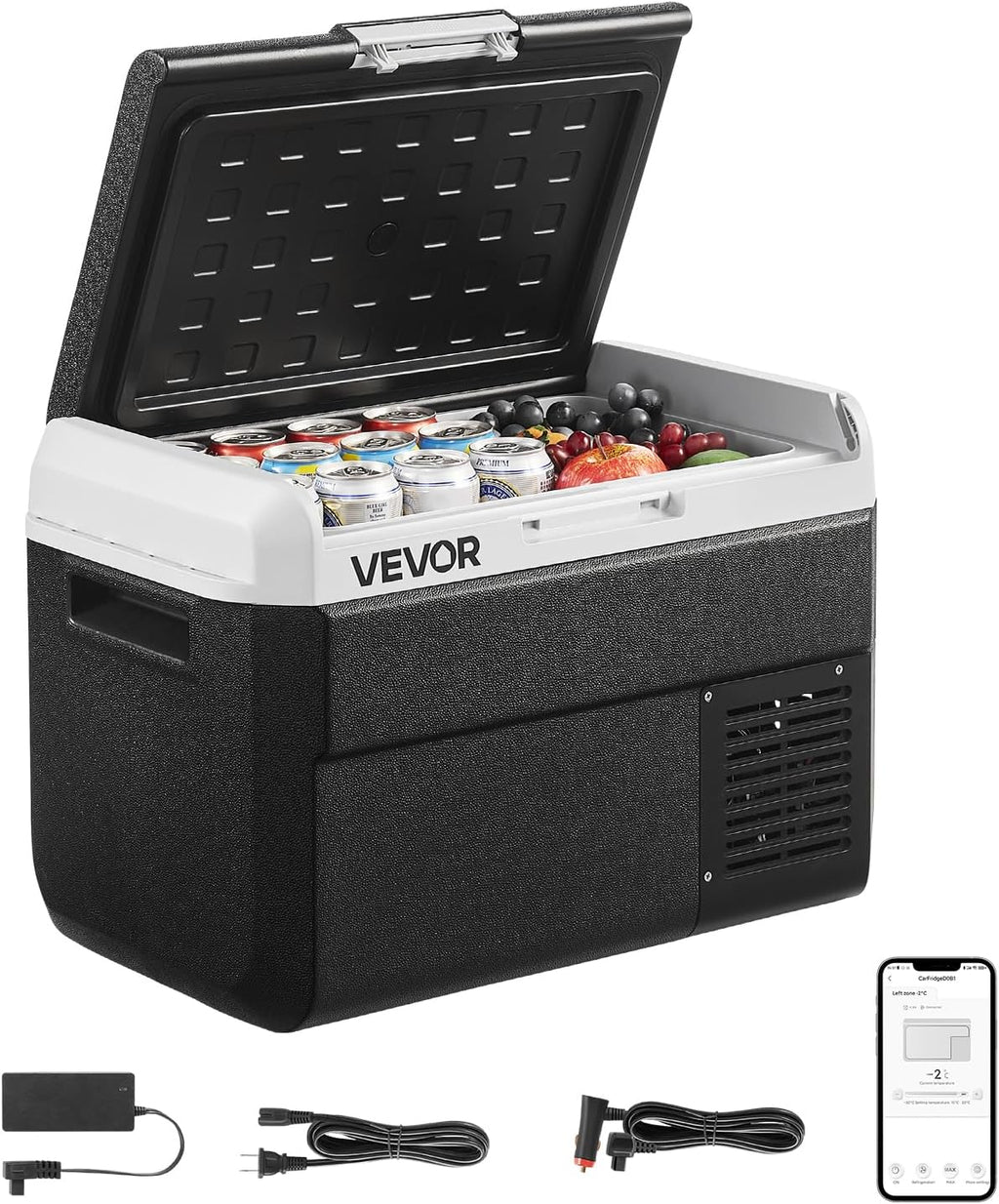VEVOR 12 Volt Car Refrigerator, 26.4QT/25L Car Fridge, Portable Electric Cooler with -4℉~68℉ Adjustable Temperature, 12/24V DC and 100-240V AC Compressor Freezer for Outdoor, Camping, Travel, RV