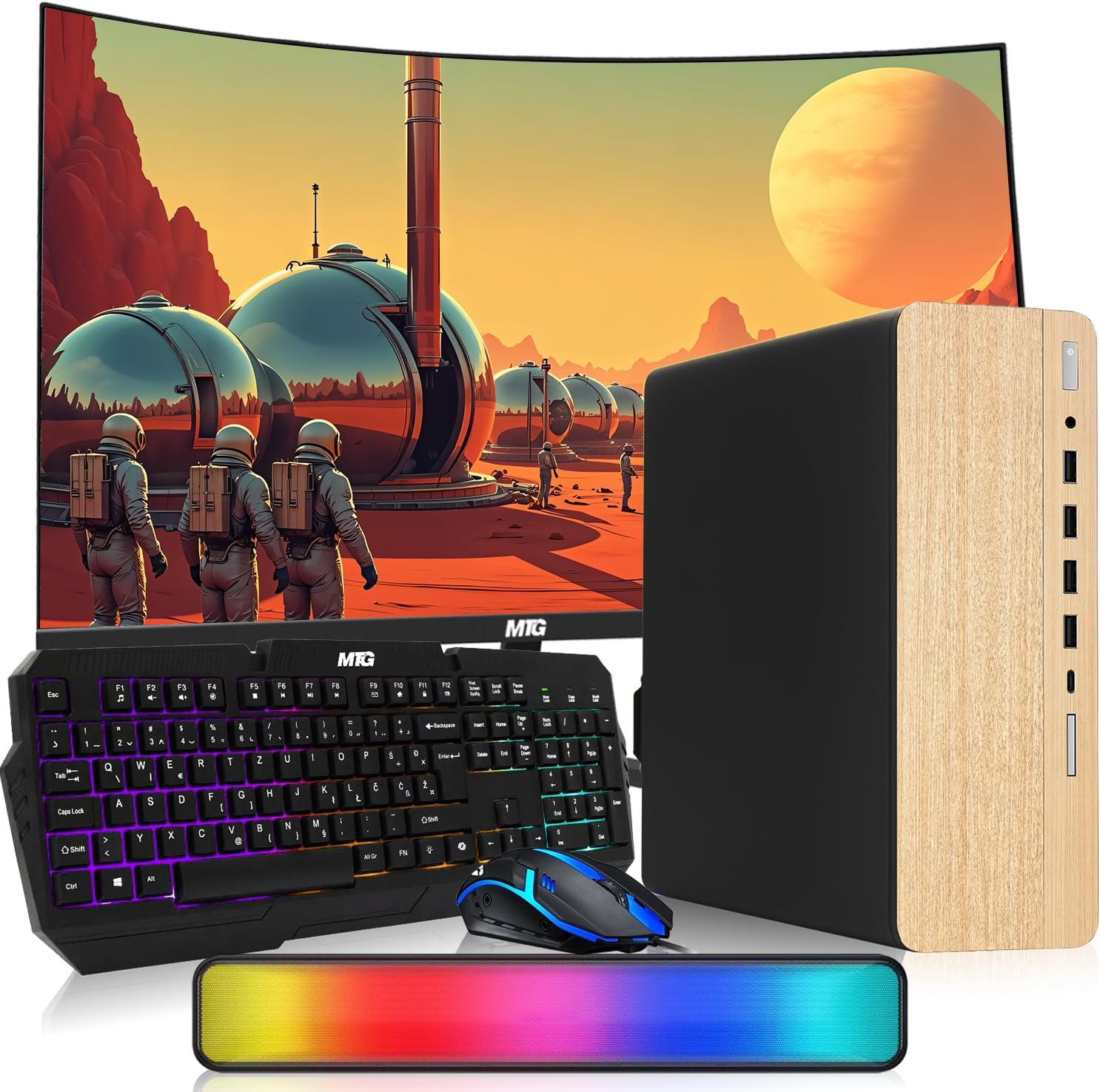 TechMagnet HP G4,Light Dual Premium Gaming Desktop Computer PC,Intel i5 Processor,GT 1030 2GB GDDR5,16GB RAM,512GB SSD,27 Inch Curved Monitor,AI-Enabled RGB KBM,RGB Soundbar,Windows 11(Renewed)