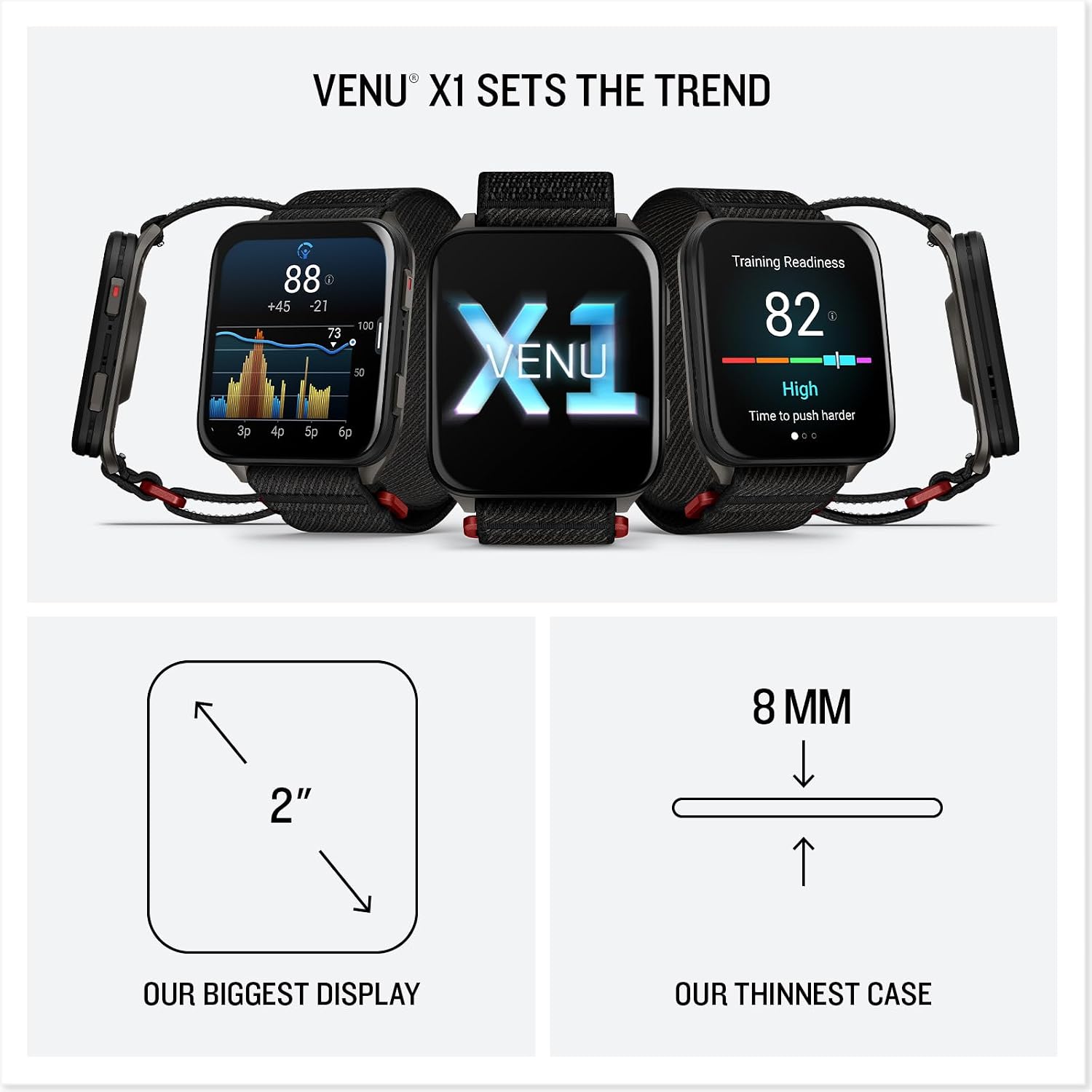Garmin Venu X1 (Black/Slate Titanium) Fitness GPS Smartwatch Bundle - 2' Thin & Lightweight AMOLED Display, Advanced Health & Fitness with PlayBetter Wireless Earbuds & HD Screen Protectors