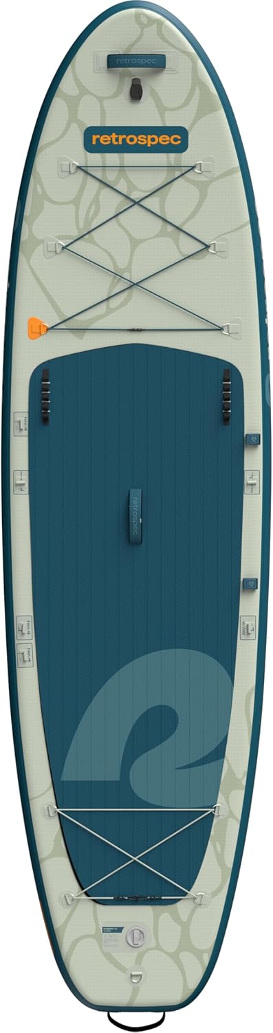 Retrospec Weekender Plus 10' Inflatable Stand Up Paddleboard Double Layer PVC iSUP Bundle w/Carrying case, 3 Piece Adjustable Aluminum Paddle, 3 Removable fins, Pump, and Cell Phone case