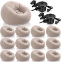 Realspring 6 9 12 Pcs Inflatable Bean Bag Chairs for Adults with Electric Air Pump, Blow up Couch Folding Portable Inflatable Couch Lazy Sofa for Outdoor Movie Night Camping(Coffee,12 Pcs)