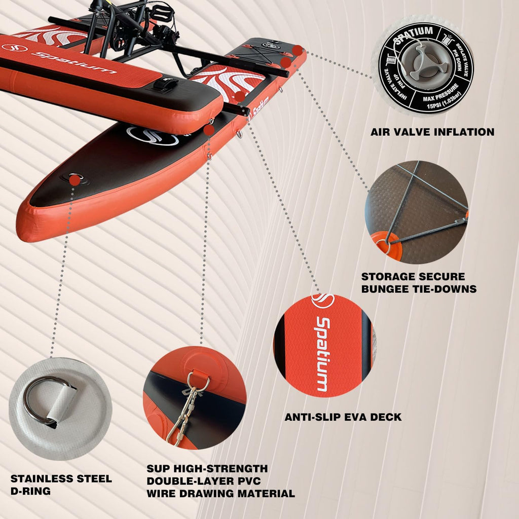 Spatium SUP Water Bike - Inflatable Pedal Boat for One Person - Fishing Kayak & Paddle Board - The Fun of Water & Fishing + Mat