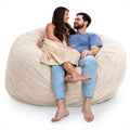 Ultimate Sack 6000 6-Foot Bean Bag Chair, Ivory Fur Cover – Oversized Foam Lounger, Floor Seat, Small Sofa, or Couch Bed for Living Area, Gaming Room, or Reading Lounge