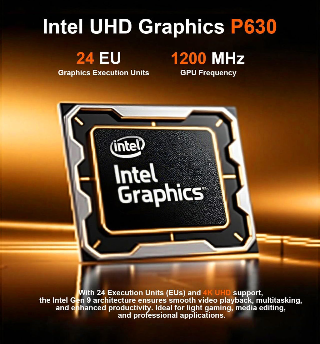 Mini PC Computer，Intel Xeon E-2176M (Up to 4.4GHz)，16GB DDR4 RAM, 512GB PCIe SSD, Mini Computer Supports 4K Dual Screen Display/WiFi6/BT5.2/Dual Gigabit LAN/VESA
