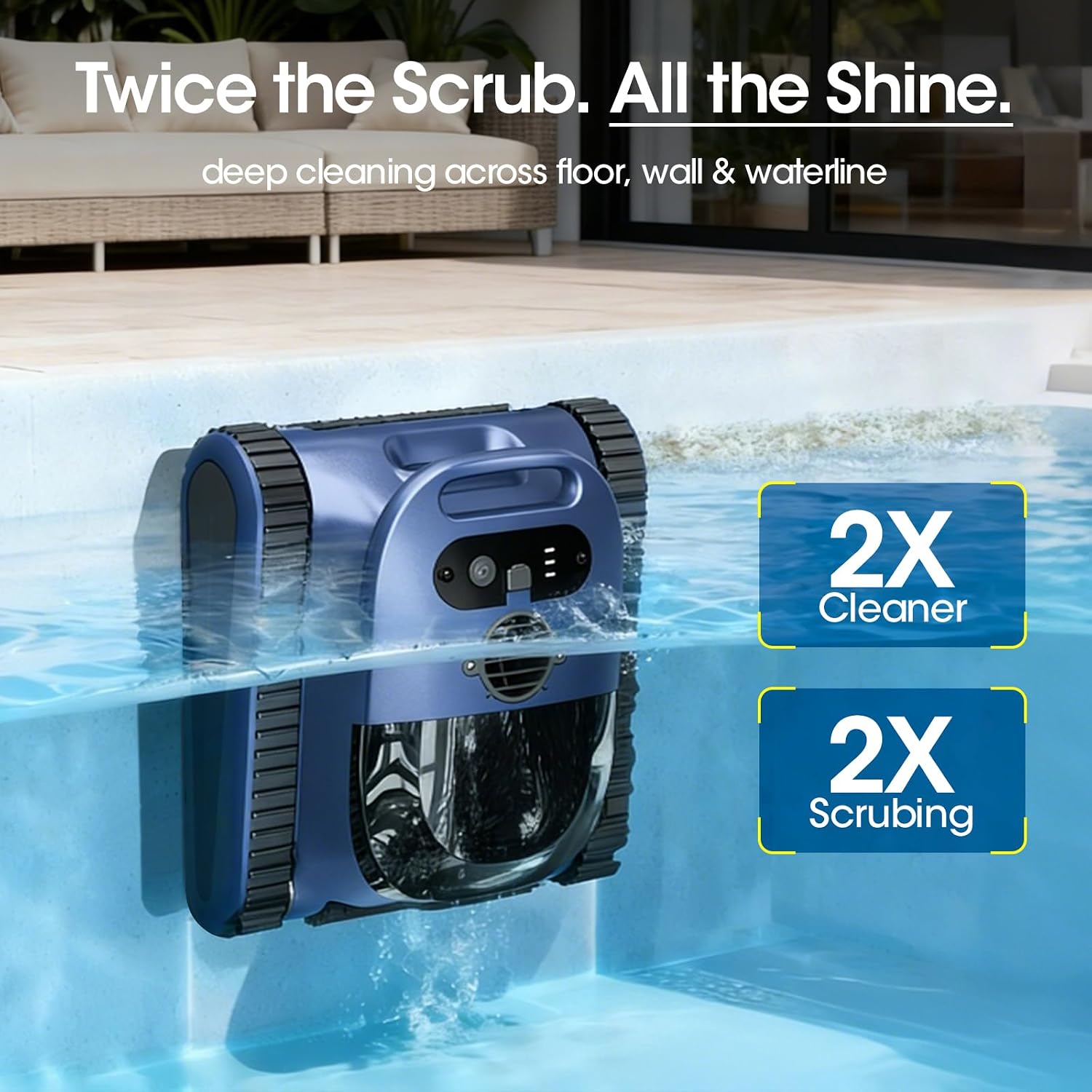 Cordless Robotic Pool Cleaner, Pool Vacuum 180W Brushless Motor, 45000Pa Suction, Wall & Waterline Climbing, Auto Path Mapping, for Pools up to 2150 Sq.Ft.