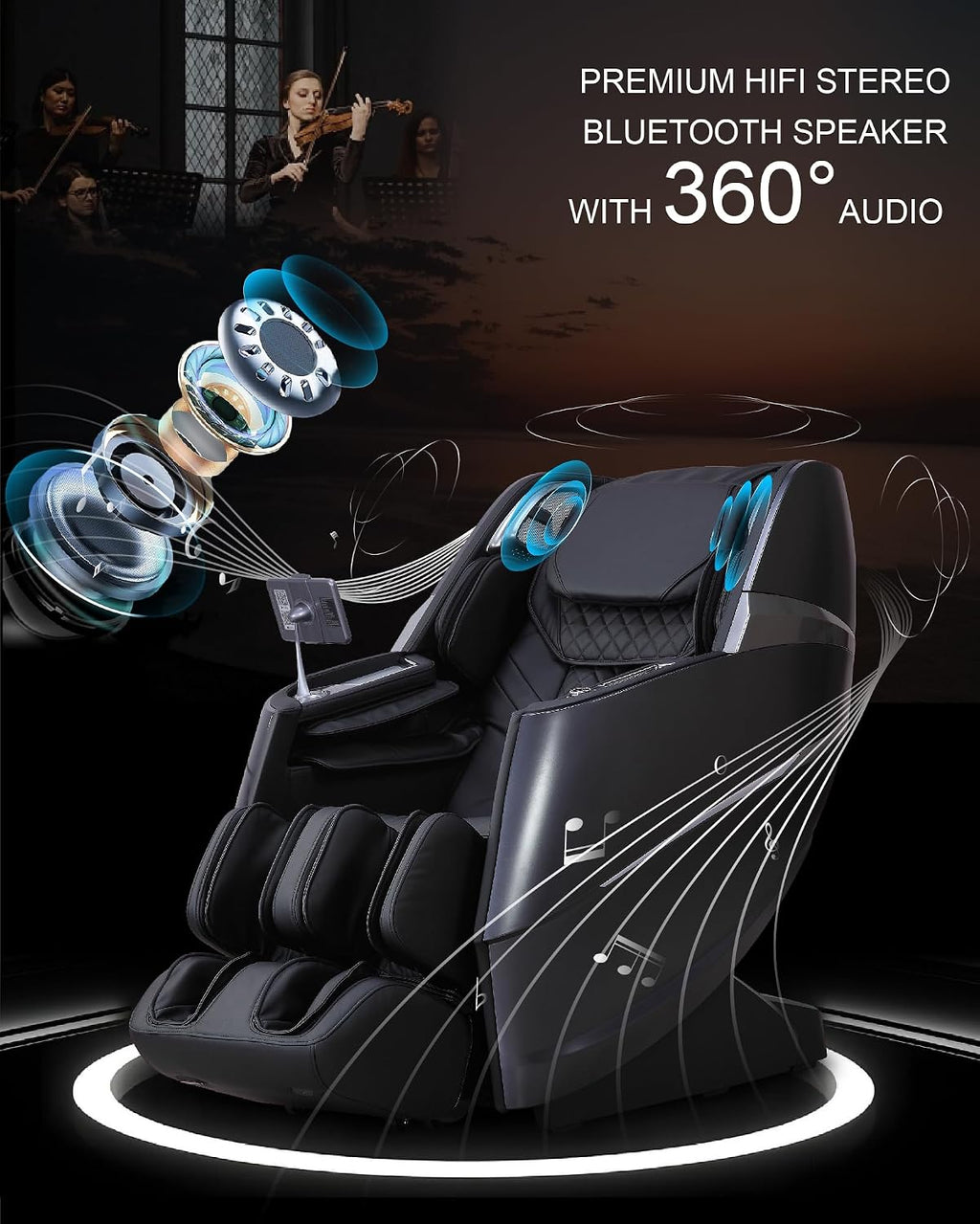 Upgrade 4D Massage Chair Zero Gravity Massage Chair Full Body and Recliner AI Voice Control Auto Legrest Calf & Foot Rollers Heated Program Customization Black