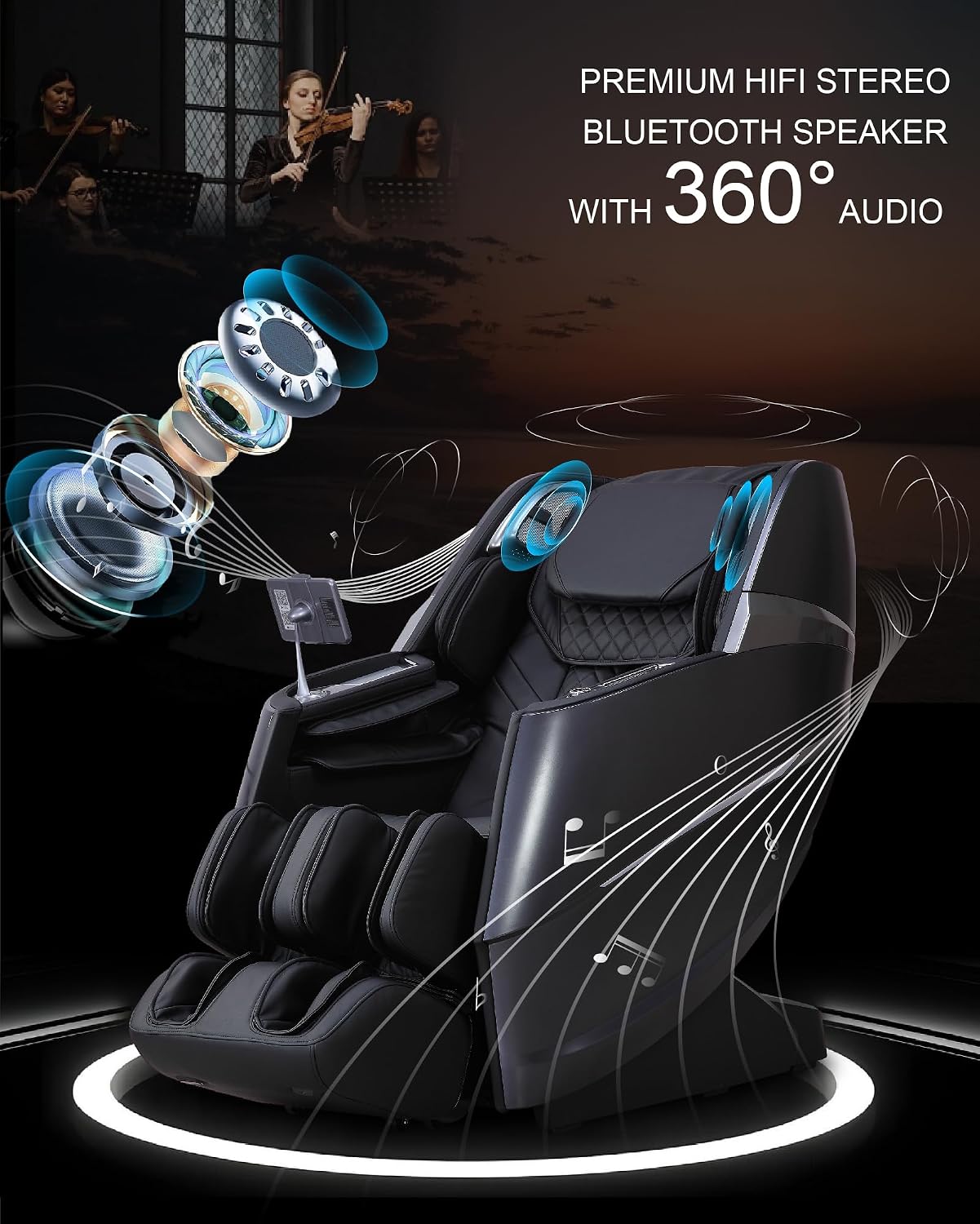 Upgrade 4D Massage Chair Zero Gravity Massage Chair Full Body and Recliner AI Voice Control Auto Legrest Calf & Foot Rollers Heated Program Customization Black