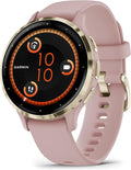 Garmin Venu 3S Soft Gold Stainless Steel Bezel 1.2-Inch AMOLED Touchscreen Display Smart Watch with 41mm Rose Case and Silicone Band (Renewed)