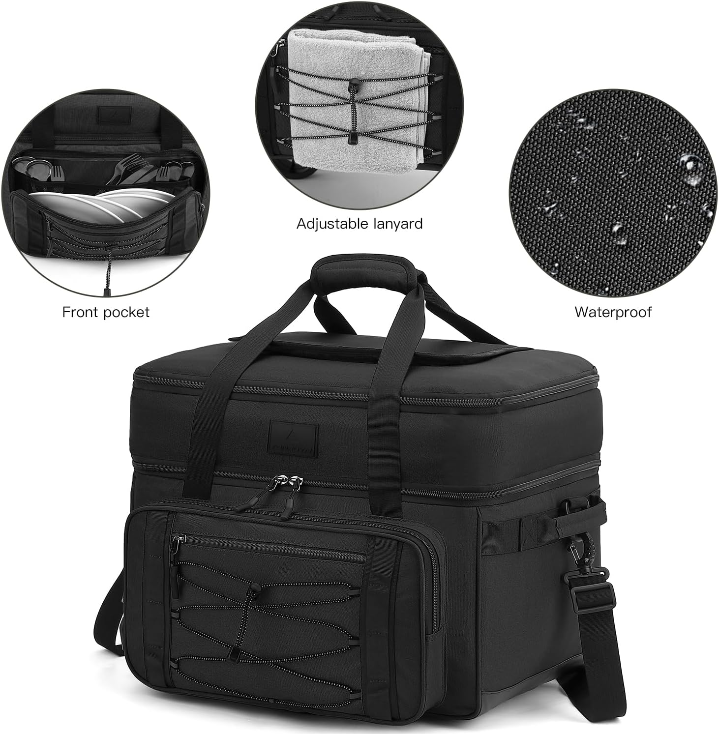 Extra Large Wheeled Portable Cooler Bag 85 Cans Double Deck Heavy Duty Rolling Insulated Cooler with All-Terrain Wheels Leakproof Tactical Soft Sided Cooler for Beach Camping Picnic Travel