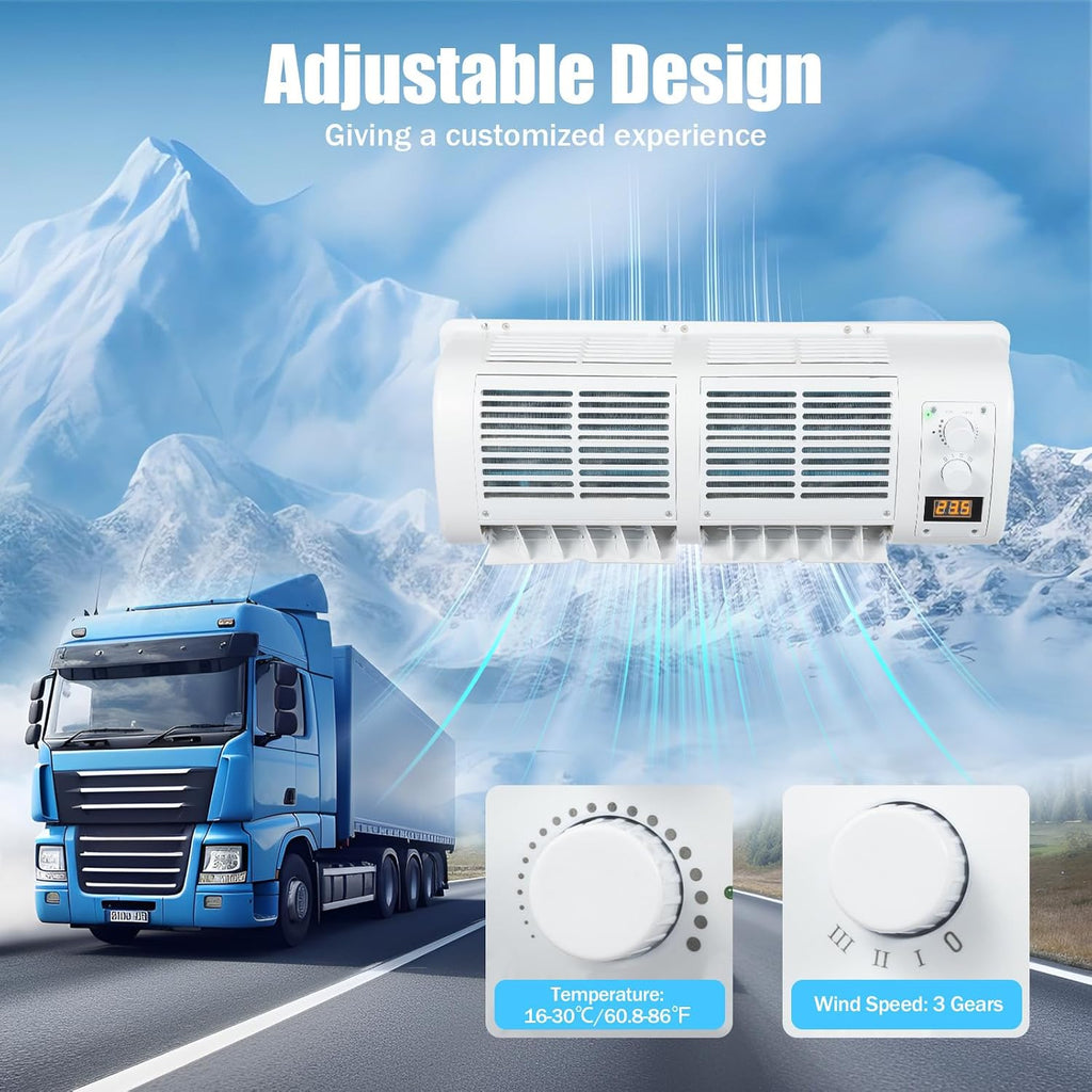 12V 100W Portable Electric Truck Air Conditioner, Wall Mounted Car Air Conditioner Cooling Evaporator, Electric Vehicle Cooling 3 Speed Adjustable Air Conditioners Fan