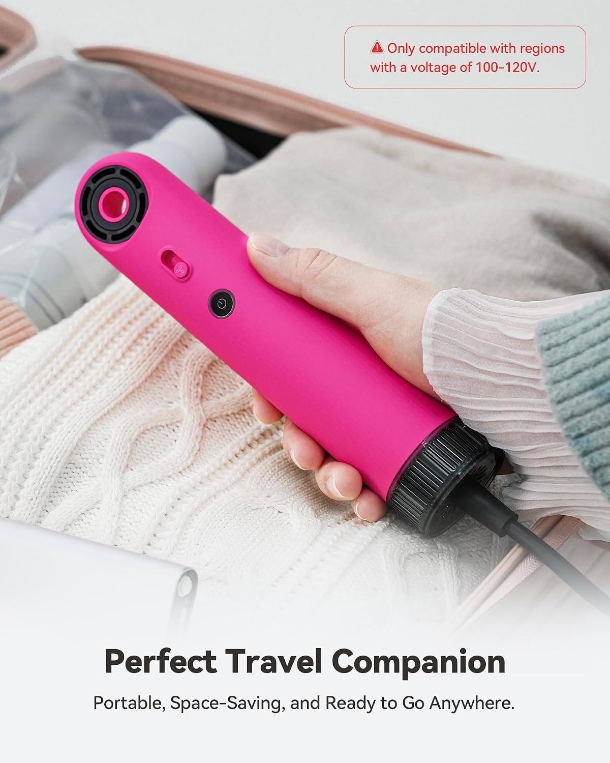 SYLPH Mini Hair Dryer, 0.55lb Small Size Travel Hairdryer, 850W Ionic Hair Dryer with 110,000 RPM High-Speed Motor, Intelligent Temperature Control No Heat Damage, Suitable for Home, Dorm, RVs(Pink)
