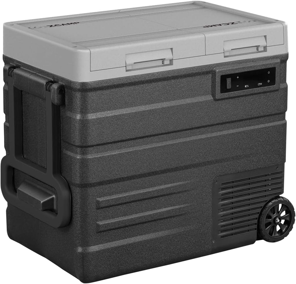 UD55 12V Car Refrigerator,Dual Zone Car Fridge with Wheels,52QT(49.1L) Electric Cooler Portable Freezer,12 Volt Refrigerator -4℉~68℉,12/24V DC 100-240V AC for Camping, Travel, Truck, RV