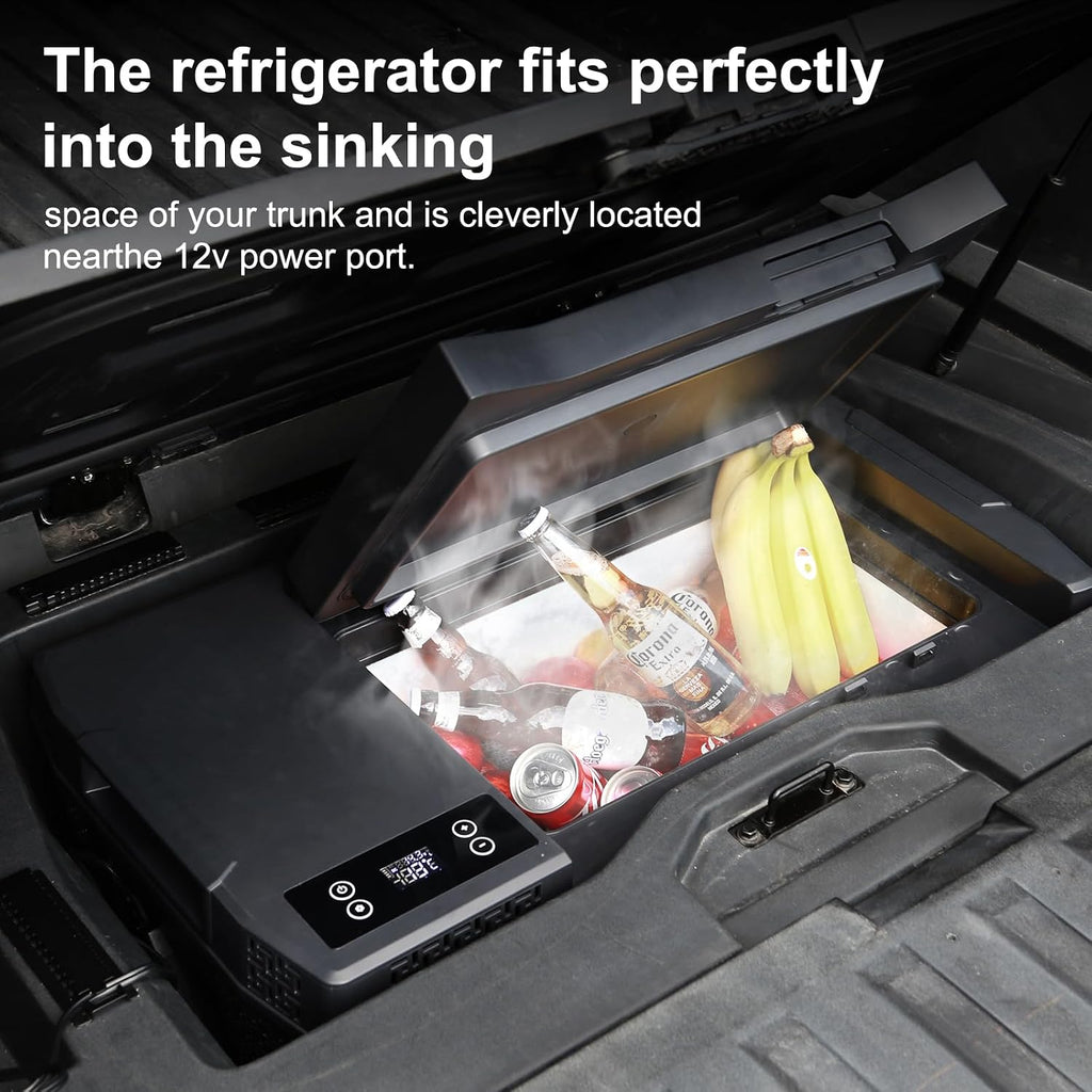 Tesla Cybertruck 25L Trunk Refrigerator with APP Control Truck Storage Cooler Outdoor Fridge, 12/14 Volt Car Fridge Trunk Portable Freezer for Camping Tailgating Road Trip Home