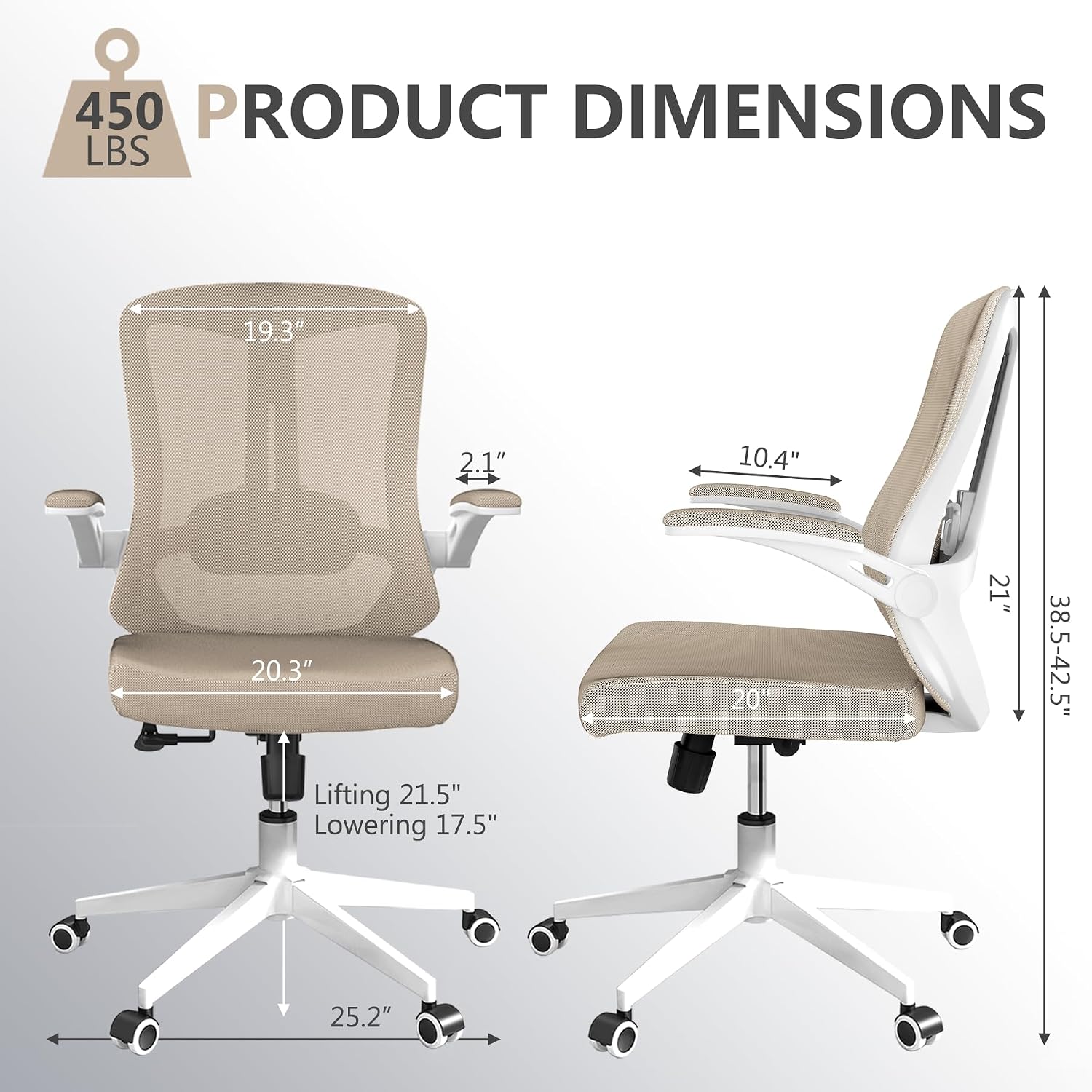 balmstar Office Chair Desk Chair, Ergonomic Mesh Computer Chair with 90-130° Recline & 360° Smooth-Rolling Casters, Adjustable Lumbar Support Task Chair for Home Office, Comfortable for Women, Teens