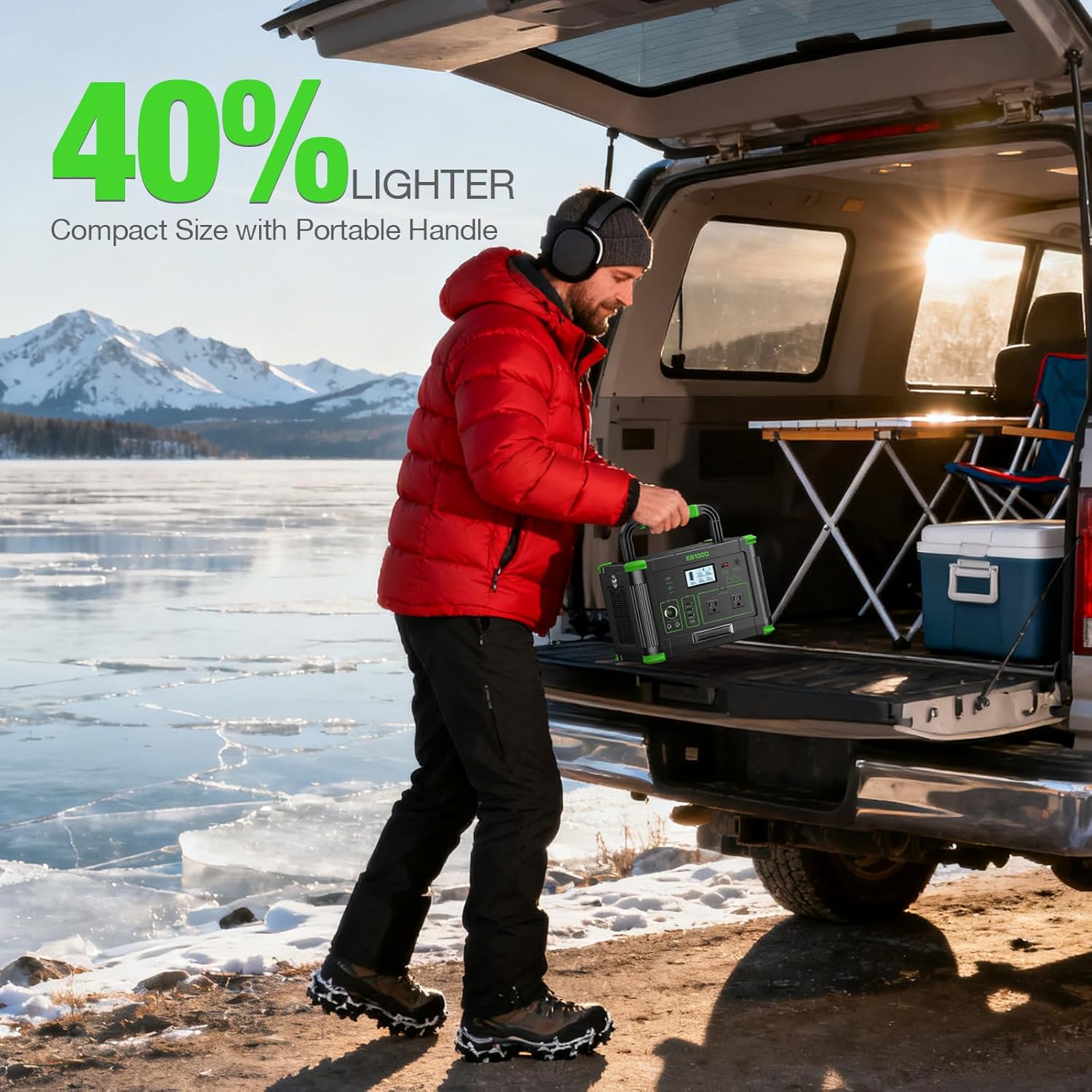 1000W Solar Generator 999Wh, Portable Power Station with 60W USB-C PD Output, 110V Pure Sine Wave AC Outlet Backup Lithium Battery for Outdoors Camping Travel Hunting Home (Peak 2000W)