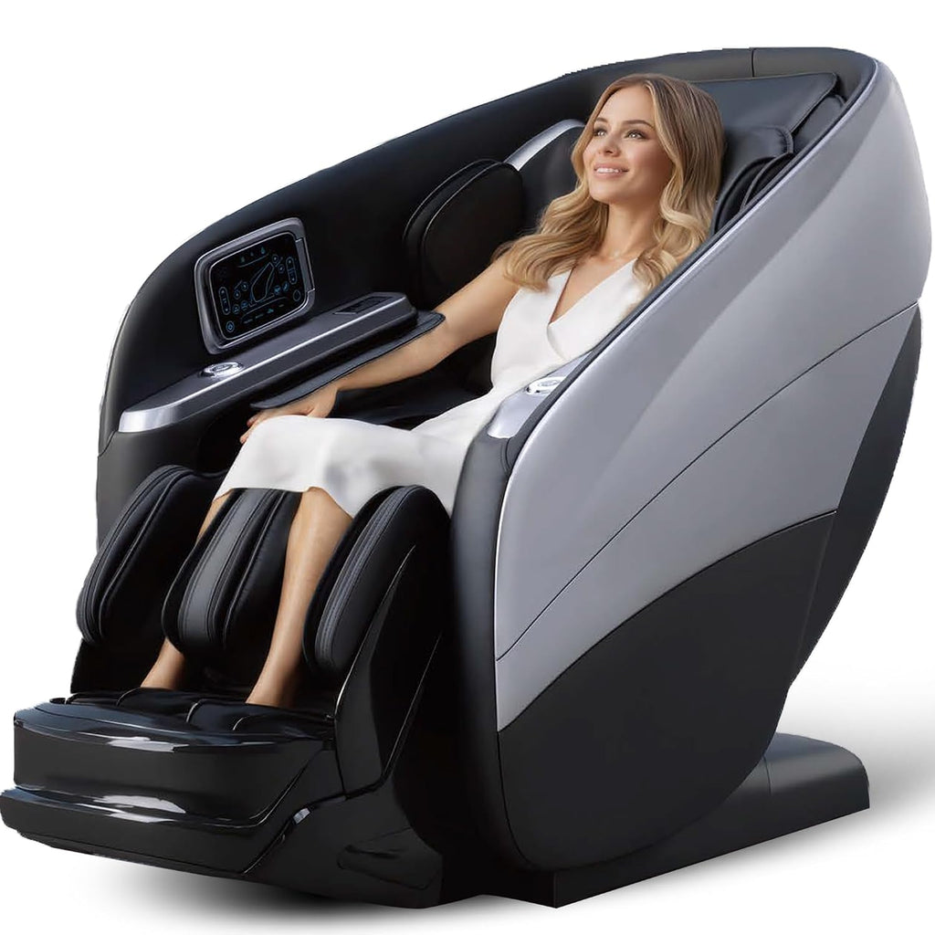 Massage Chair Full Body,4D Zero Gravity Massager Recliner with Touch Screen Controller, SL-Track Heating, Foot Massage, Auto Modes, Bluetooth Speaker, Black
