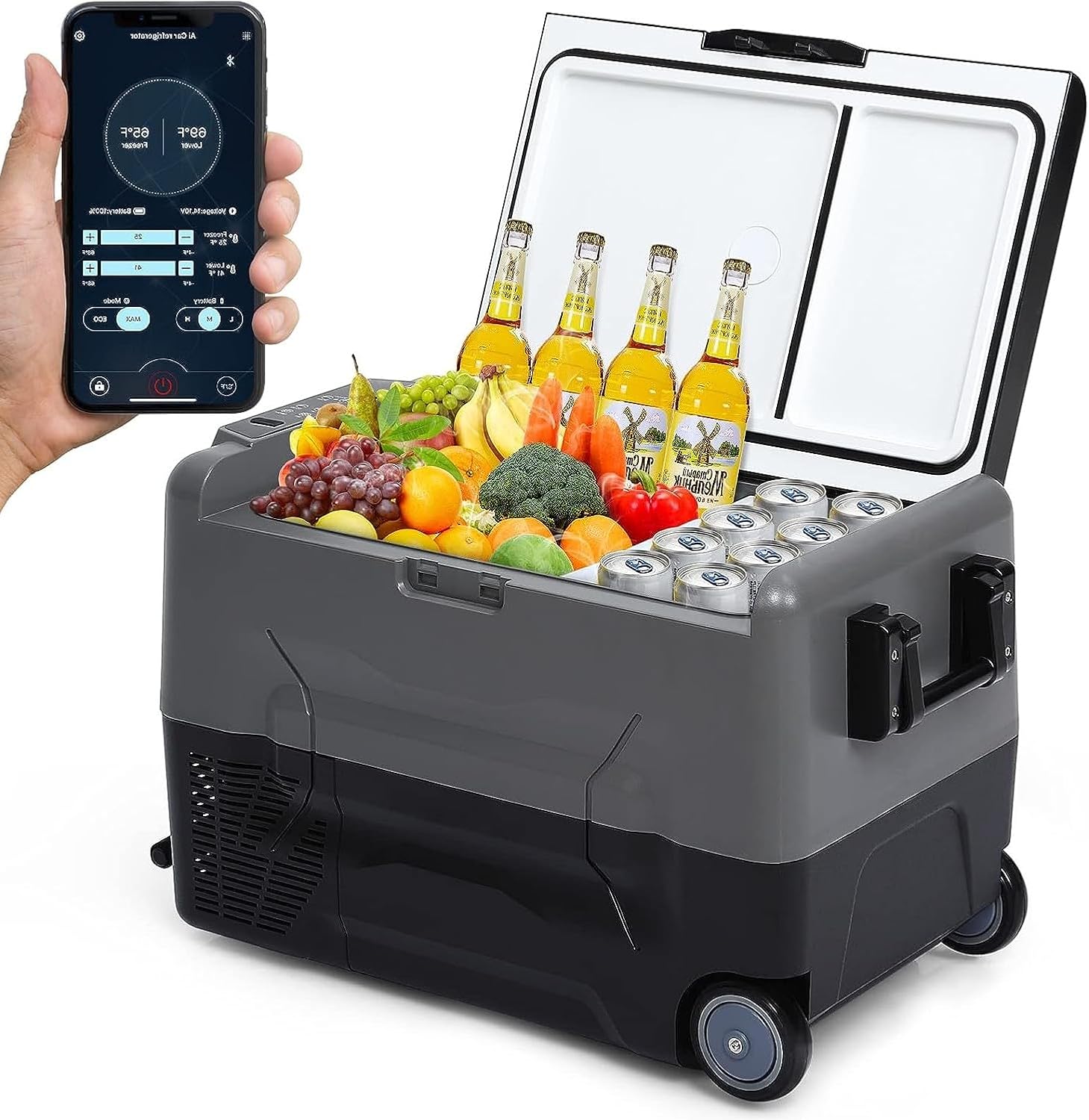 Car Refrigerator 12/24Volt DC, Portable Freezer, RV Car Fridge APP Control, 37 Quart -4℉-68℉ Portable Refrigerator for Camping, Outdoor, Travel, Fishing or Home Use