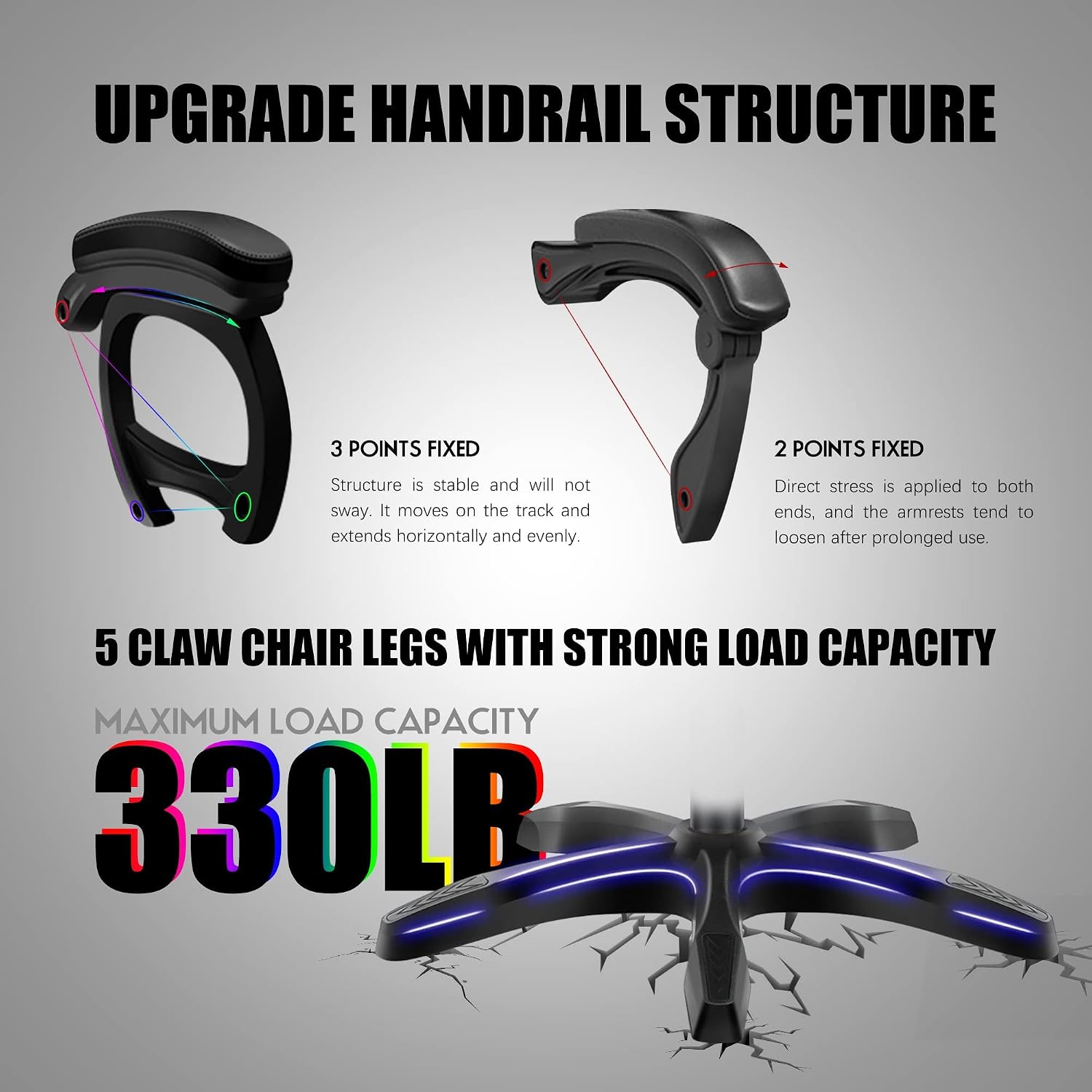 Ergonomic Gaming Chair with Footrest and Lumbar Support, Video Gaming Chair with Speaker and LED Light, Gaming Chair with Full Massage Function, 90°-135° Tilting Computer Chair.,Black