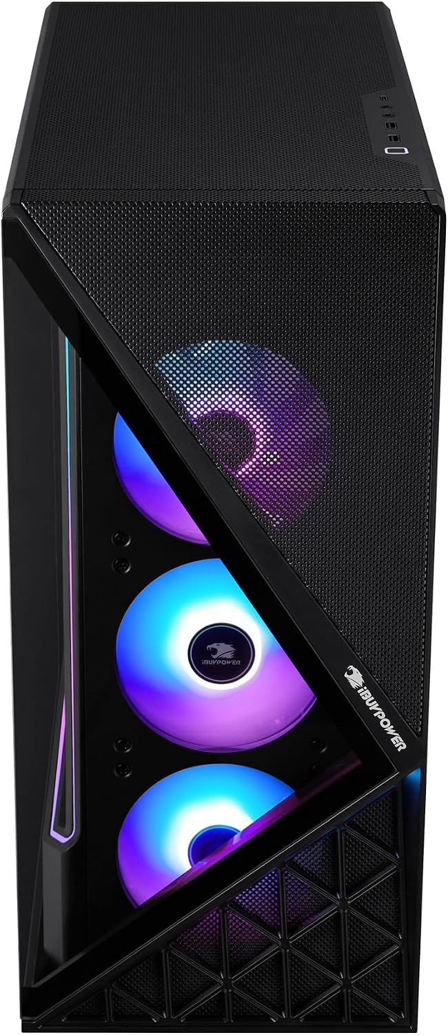 iBUYPOWER Slate Black Gaming PC Desktop Computer AMD Ryzen 5 8400F CPU, NVIDIA GeForce RTX 5060Ti 8GB GPU, 16GB DDR5 RGB 5200MHz RAM, 1TB NVMe SSD, Windows 11 Home, Keyboard, Mouse - SBA5N56T01