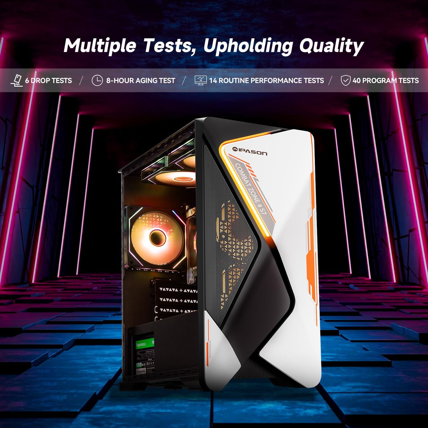 IPASON Gaming Desktop AMD Ryzen 5 5600GT (Beats Intel 10th-gen i7 & Lower) AMD Radeon Vega 7 16GB DDR4 3200MHz 1TB M.2 NVMe 550W PSU Windows 11 Home Prebuilt Gaming PC New Computers White & Black