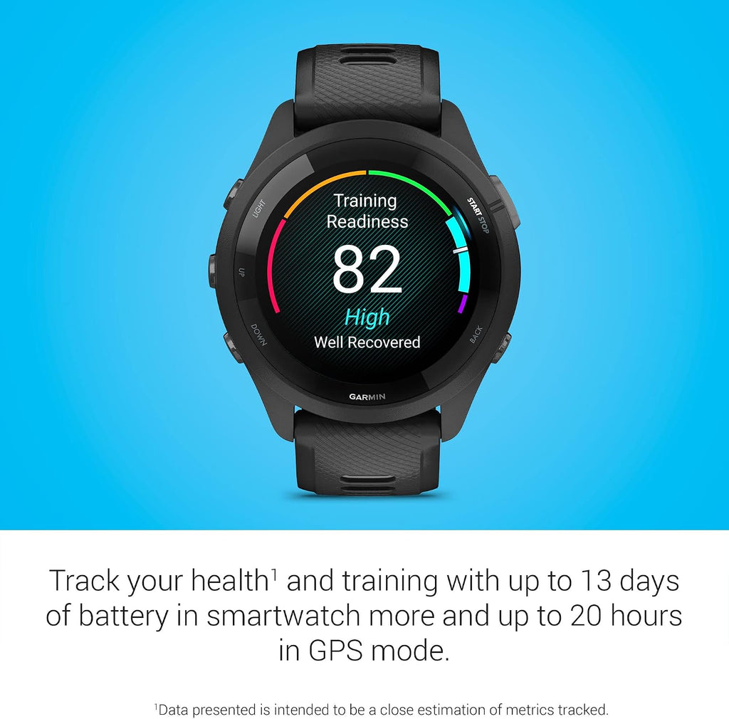 Garmin Forerunner 265 Running Smartwatch, Colorful AMOLED Display, Training Metrics and Recovery Insights, Black and Powder Gray (Renewed)