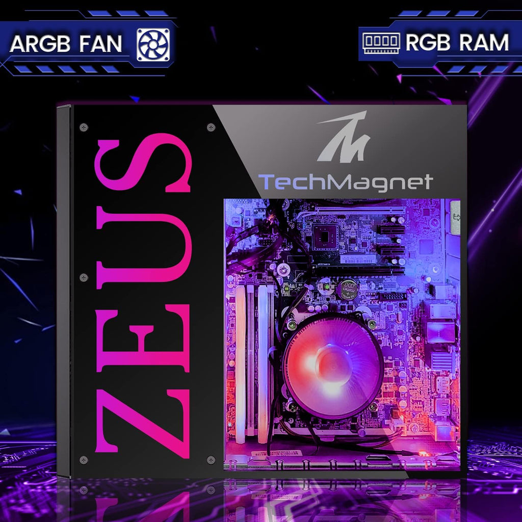 TechMagnet Gaming Desktop PC, Intel i5 6th Gen, Zeus Pro 6, RX 550, 16GB RAM, 512GB SSD, RGB Keyboard Mouse, Speaker, Headphone, Webcam, Windows 11 (Renewed)