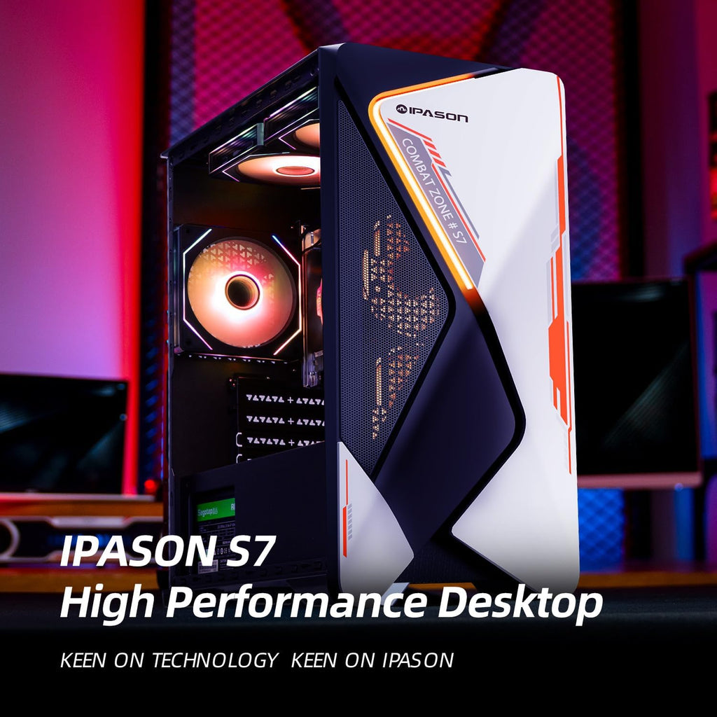 IPASON Gaming Desktop AMD Ryzen 5 5600GT (Beats Intel 10th-gen i7 & Lower) AMD Radeon Vega 7 16GB DDR4 3200MHz 1TB M.2 NVMe 550W PSU Windows 11 Home Prebuilt Gaming PC New Computers White & Black