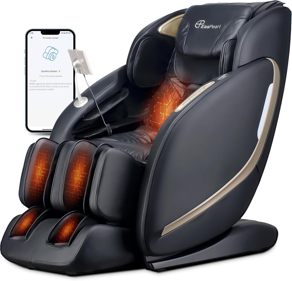 EASPEARL Massage Chair Full Body,53.15in SL-Track,Zero Gravity Massage Chair with Heat, Auto Footrest,OTA Upgraded 24 Auto Modes,LCD Screen,36 Airbags, Bluetooth&APP Control, Shiatsu&Thai Stretch