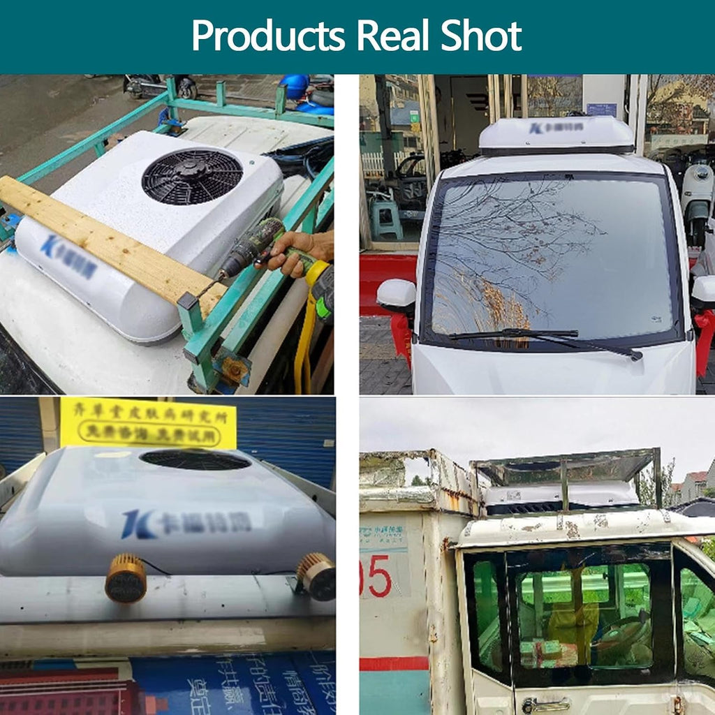 RV Air Conditioner Rv Air Conditioner, 12-72V Electric Roof Air Conditioner, Rooftop A/C Scroll Compressor, Ultra-Thin Fast Cooling Ac, Suitable for Automotive（White-12V）