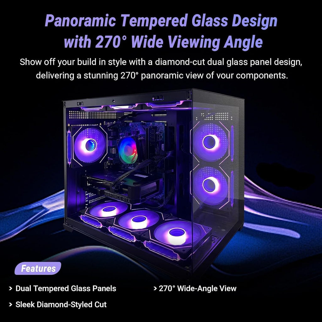 Gaming PC Desktop – Ryzen 7 5800X up to 4.7GHz, GeForce RTX 2080 8GB GDDR6, 16GB DDR4 RAM, 1TB NVMe SSD, WiFi 6 & BT 5.4, 9× ARGB Fans, 650W PSU, WIN11, RGB Keyboard & Mouse