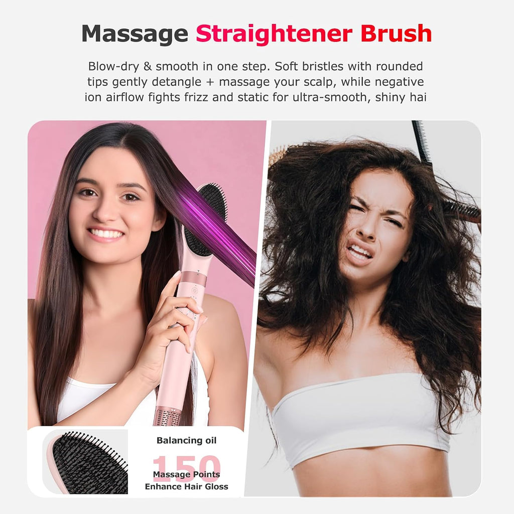MESCOMB 5-in-1 Airstyler, 110,000 RPM High Speed Ionic Hair Dryer, Multi Hairstyler with Frizz-Free QuickDrying Straightening Brush, No Heat Damage, Automatic Curling Iron, Hair Drying Brush, Volume