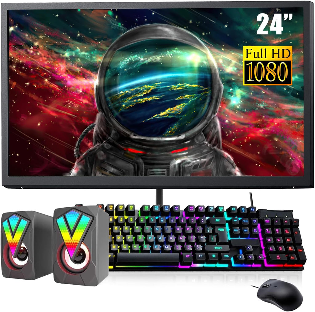 Dell OptiPlex 7060 Mini Desktop Computer with 24' FHD Monitor, RGB Speakers, Core i5-8500 3.0GHz-4.1GHz, 16GB RAM, 512GB SSD, DP Cable, RGB Keyboard, Mouse, Windows 11Pro (Renewed)