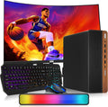 TechMagnet HP G4,AMD Pro A10-9700 R7 Dark Single Premium Gaming Desktop Computer PC,GT 1030 2GB GDDR5,16GB RAM,512GB SSD,24 Inch Curved Monitor,AI-Enabled RGB KBM,RGB Soundbar,Windows 11(Renewed)