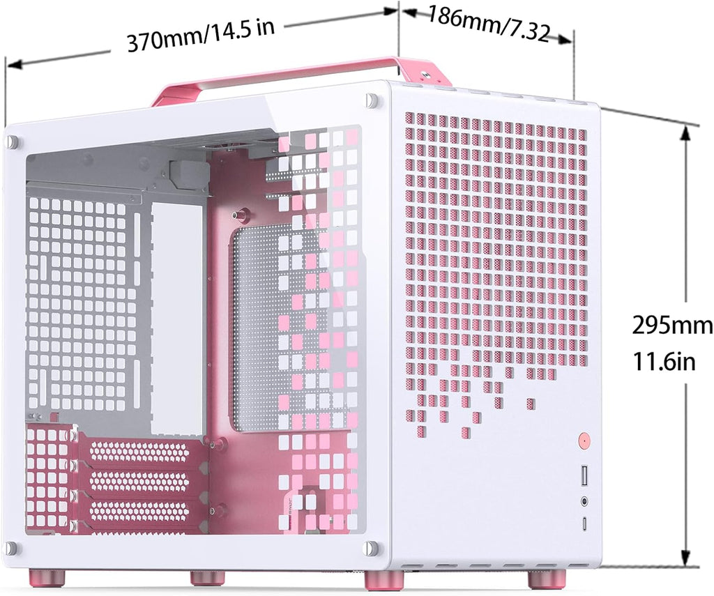 JONSBO/JONSPLUS Z20 Pink/White Micro-ATX Mini Tower Pc Case,with Detachable Carrying Handle, Mini Size, High-Performance Hardware Compatible, Support 240AIO, H160mm Cooler