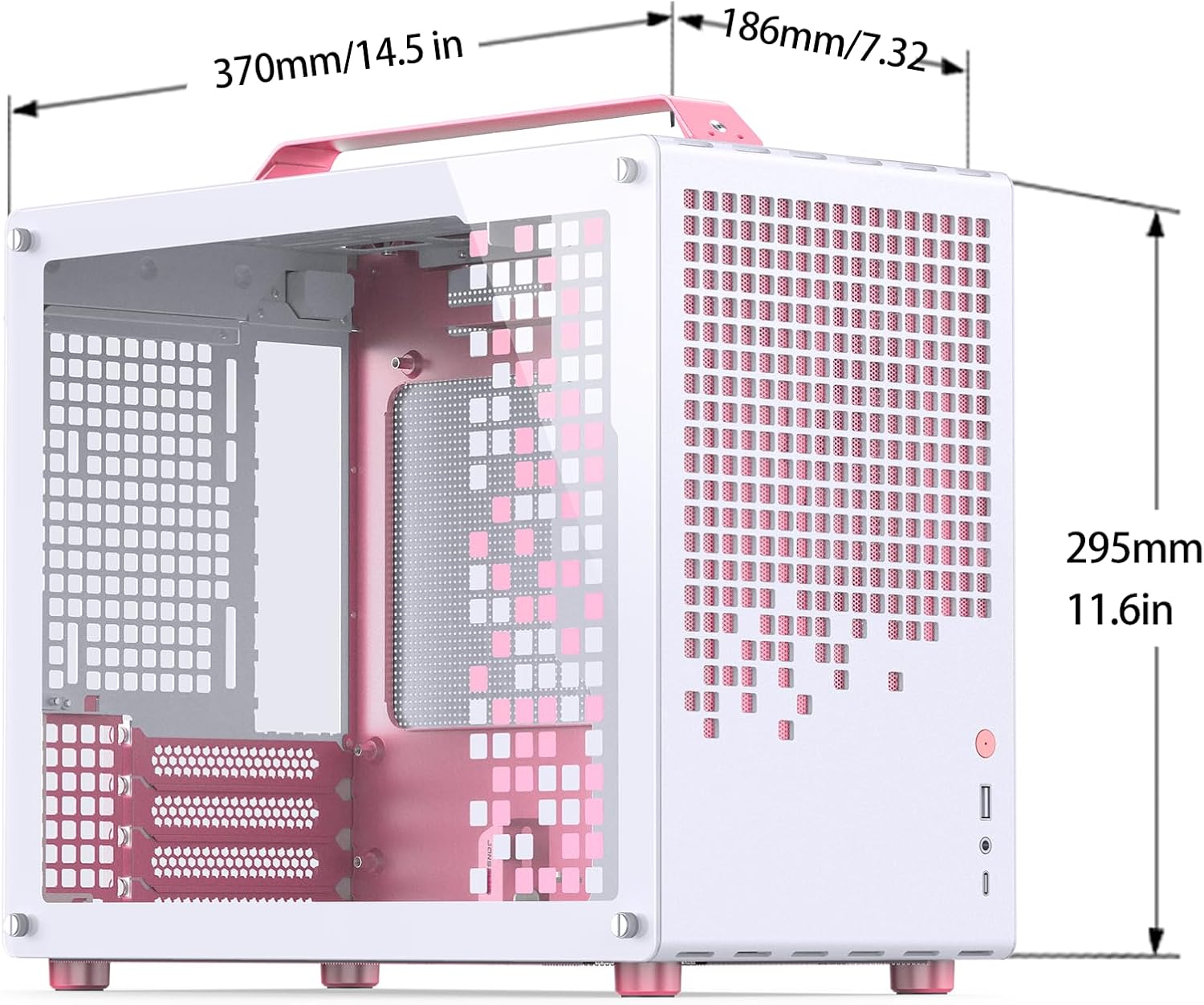 JONSBO/JONSPLUS Z20 Pink/White Micro-ATX Mini Tower Pc Case,with Detachable Carrying Handle, Mini Size, High-Performance Hardware Compatible, Support 240AIO, H160mm Cooler