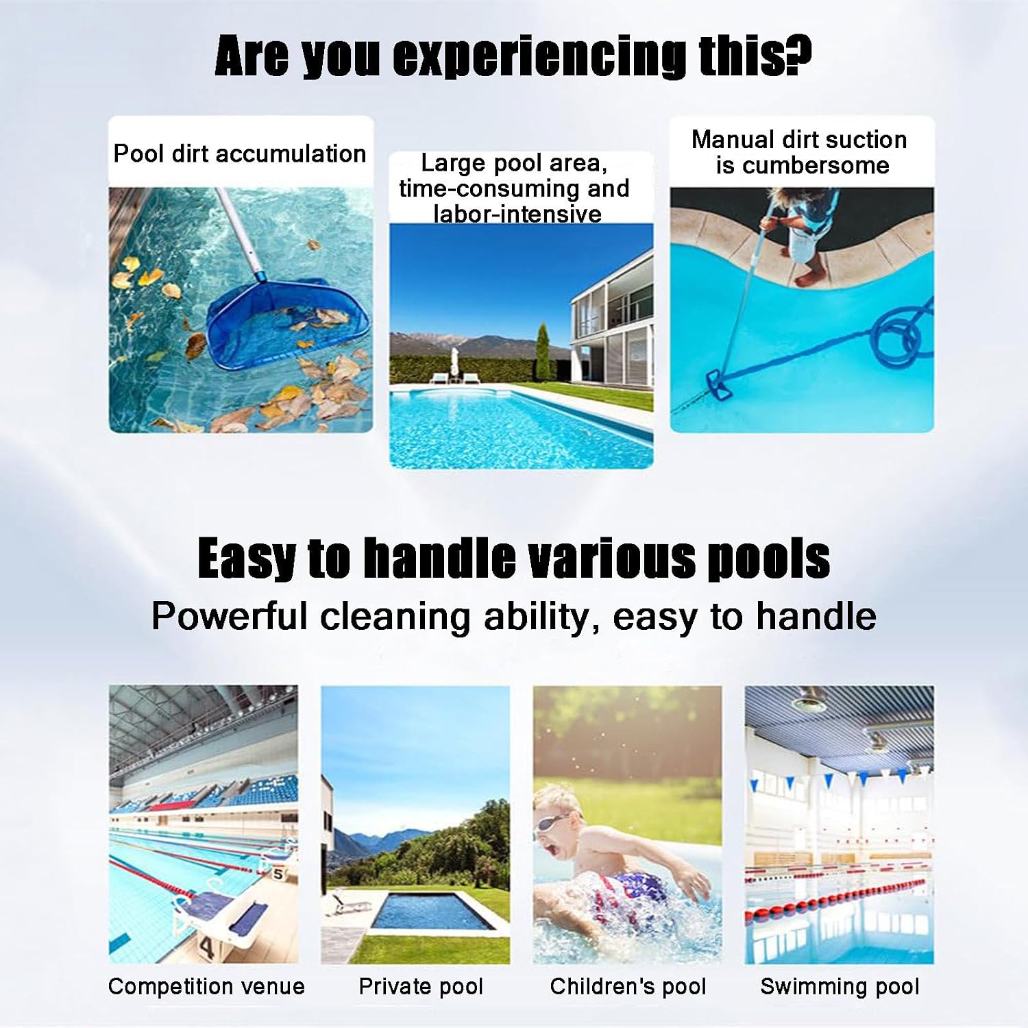 Automatic Solar Charging Pool Cleaning Robot with Automatic Obstacle Avoidance Function, with 2500mah Power Supply and Brushless Motor, Suitable for Swimming Pool Surface,Fully-Automatic