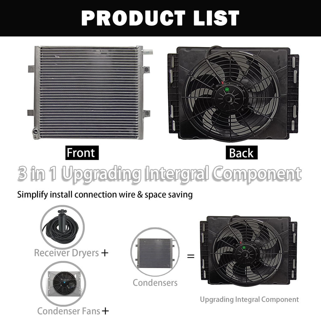 12V Air Conditioner 10000BTU Auto Universal Under Dash A/C Kit 12 Volt Electric Parking air Conditioning Car ac system Fit For Van Auto RVs Truck Energy Saving