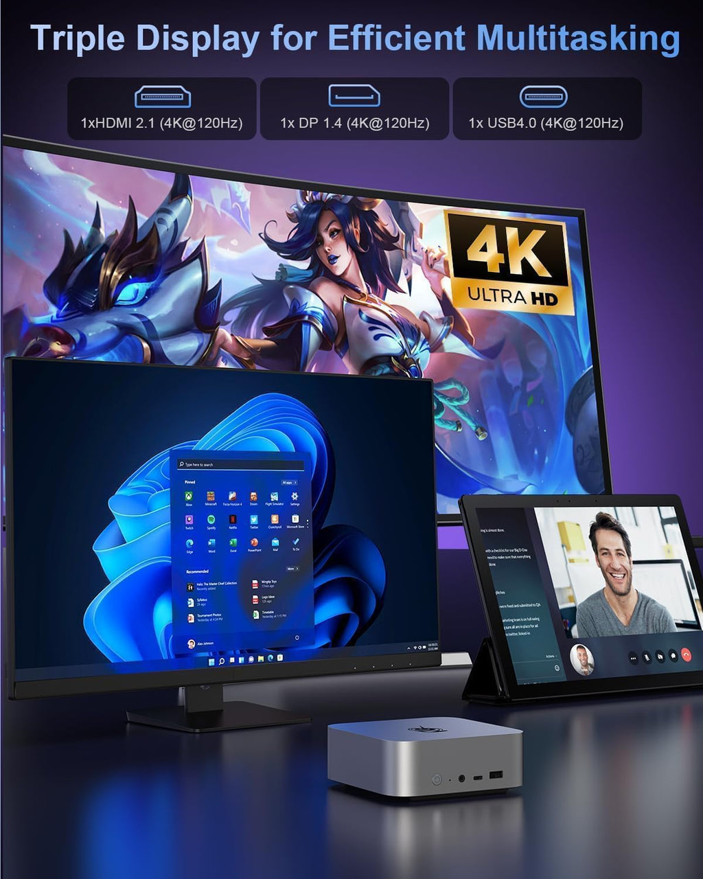 Beelink SER8 Mini PC AMD Ryzen 7 8745HS, 16GB DDR5-5600MHz 512GB PCIe4.0 SSD, AMD Radeon 780M Graphics 12core 2600MHz Gaming PC, USB4.0/ Triple Display/ WiFi6/ BT5.2/2.5Gbps LAN Mini Computer