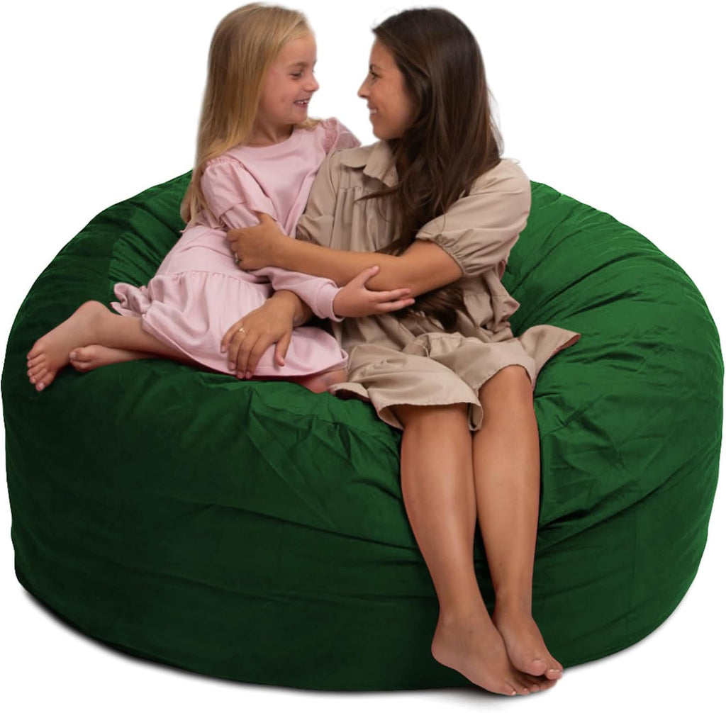 ULTIMATE SACK 5ft Bean Bag Chair, Oversize Bean Bag Chair for Adults, Comfy Chair Bean Bag Couch Lounge Sofa Loveseat Furniture | Hunter Green Suede