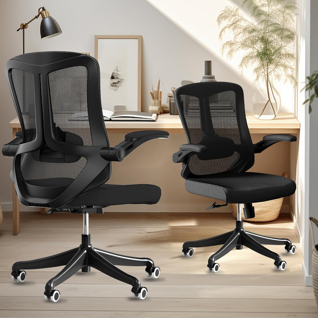 balmstar Executive Office Chair, Ergonomic Comfort Home Desk Chair, Mid Back Gaming Chair with Wheels, Adjustable Height, Lumbar Support, Flip-up Armrest with 350LBS Capacity