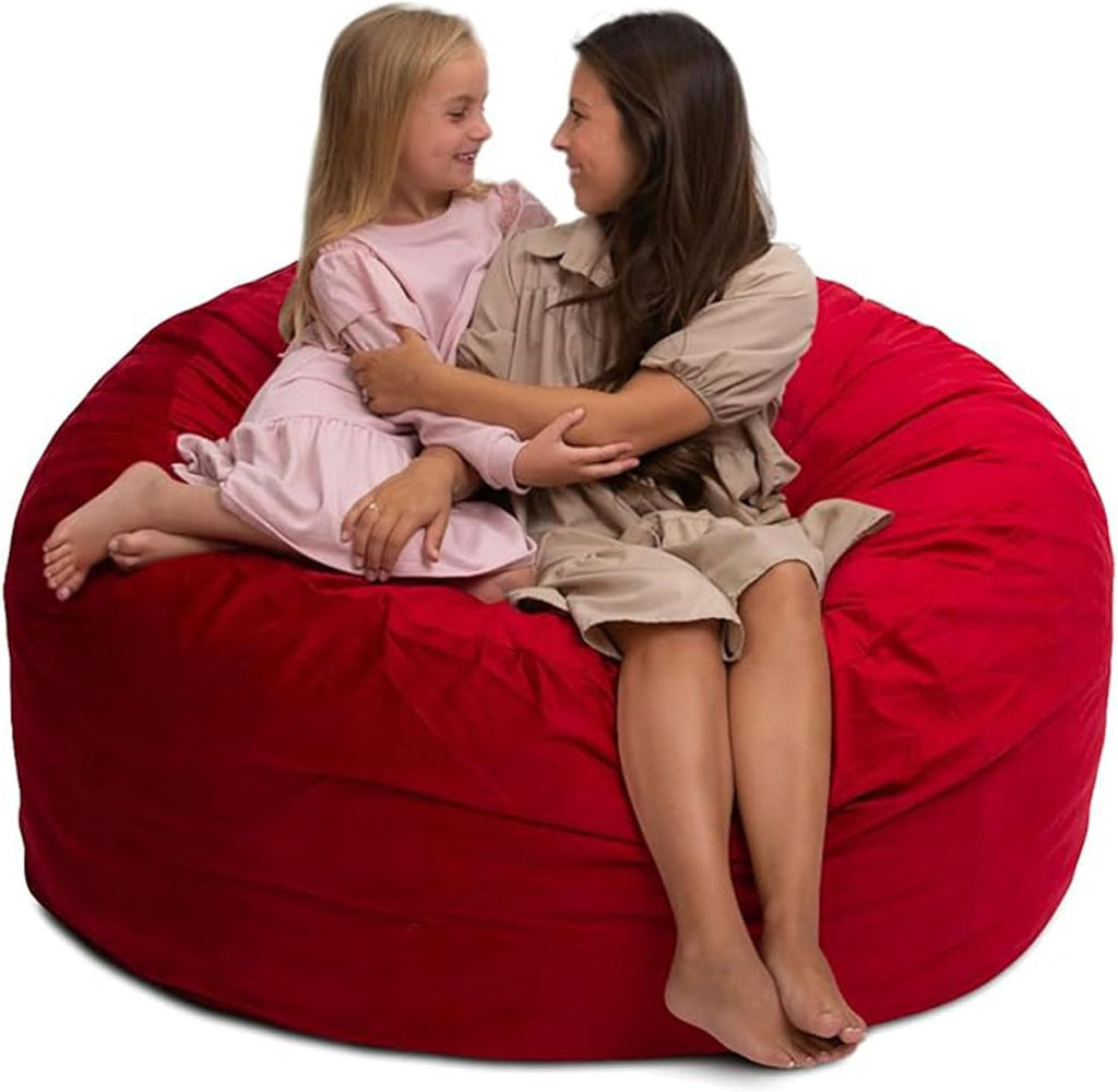 ULTIMATE SACK 5000 5-Foot Bean Bag Chair, Red Suede Cover – Oversized Foam Lounger, Floor Seat, Small Sofa, or Couch Bed for Living Area, Gaming Room, or Reading Lounge