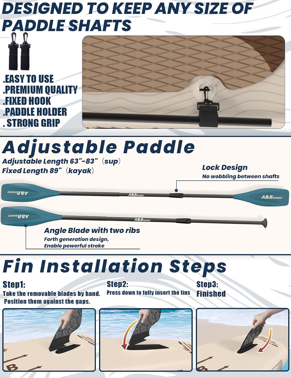 ABBOARD Inflatable Stand Up Paddle Board - Extra Wide Fishing Paddleboard with Sup Accessories Youth/Adults