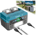 Ecarke 550W Portable Power Inverter Compatible with Makita 18V Battery, DC 18V to AC 110V Pure Sine Wave Power Station 2 AC Outlets,2 USB-A&1 USB-C 20W, 600LM LED Outdoor Emergency Use(No Battery)