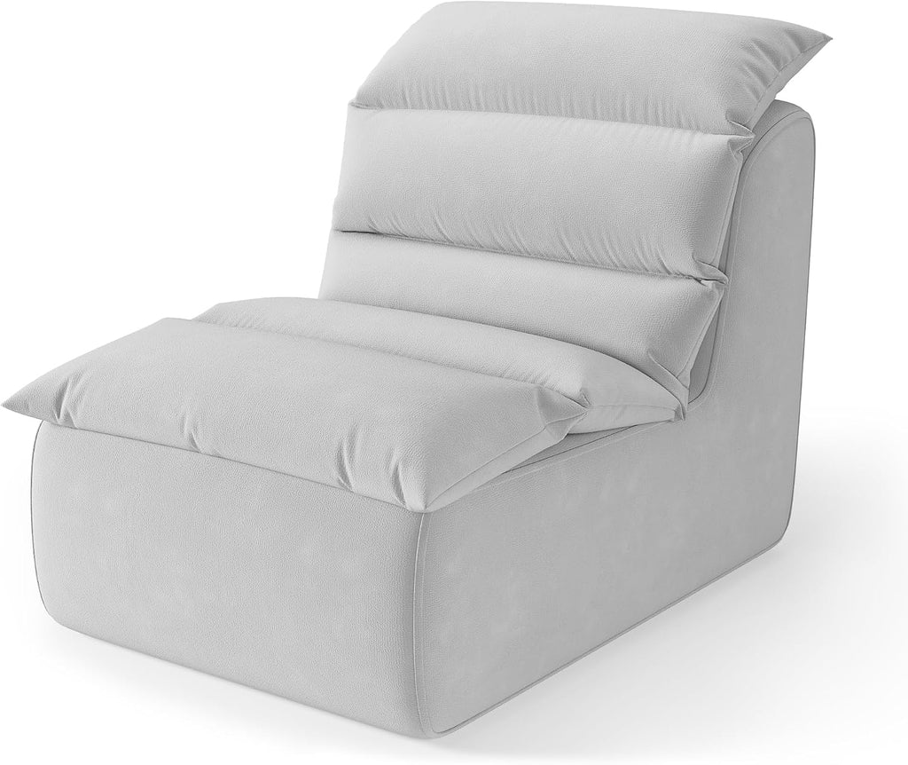 GarveeHome Bean Bag Chair, Lazy Floor Couch with High-Resilience Foam, Non-Slip Base, Beanbag Chairs for Adults, Fireside Chair for Reading Gaming Living Room Bedroom, Gray